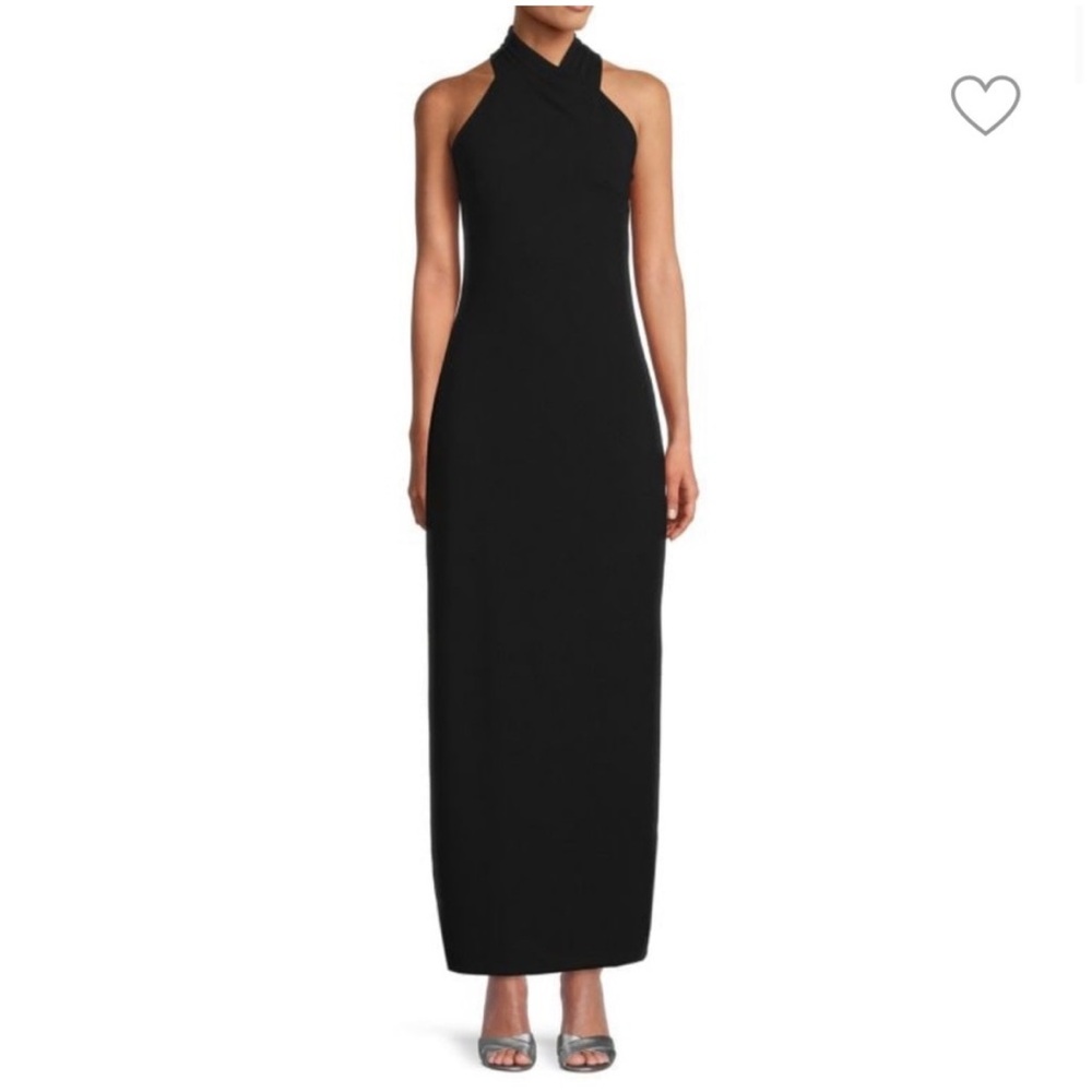 Rachel Roy Black Halter Neck Front Slit Maxi Dress